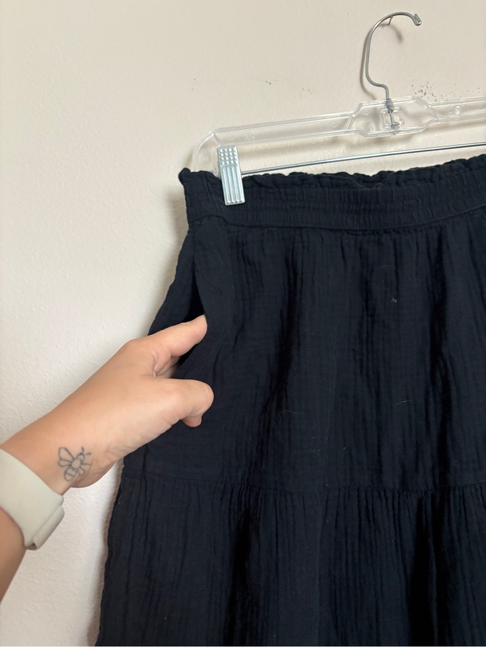 Women’s Universal Thread Black Tiered Cotton Muslin Midi Skirt Gauzy - Classic - Picture 3 of 5